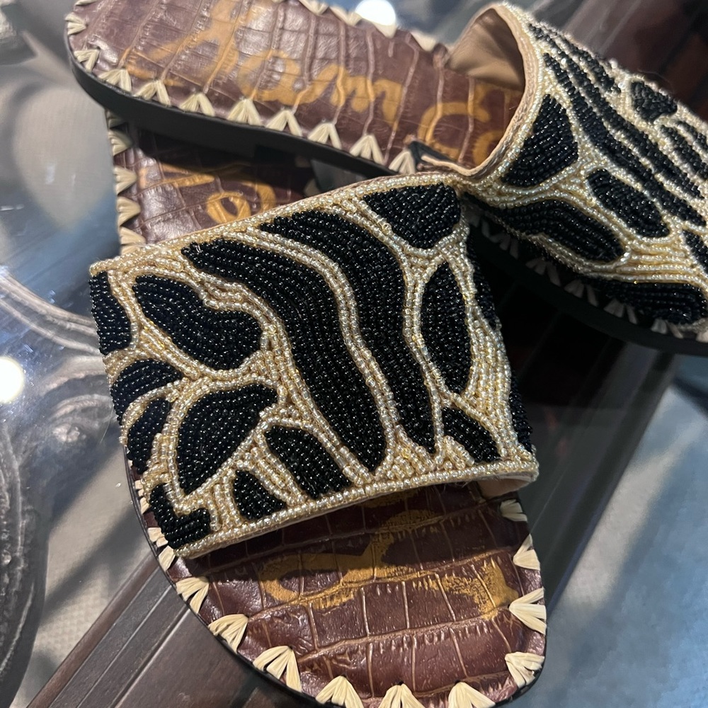 Sam Edelman sandals beautiful zebra beads detail used gently true to size - Picture 9 of 17